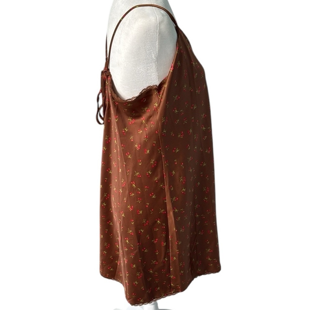 Wild Fable Women's Lace Trim Slip Dress Brown Cherries Size XL - Picture 6 of 16